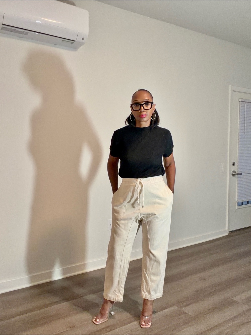 Cream High-Waist Pants